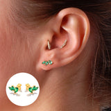 925 Silver Plated Colorful Crystal Earrings Wedding Jewelry