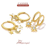925 Silver Plated Crystal Star Earrings Wedding Jewelry Accessories