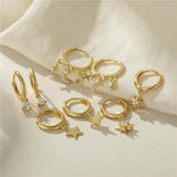 925 Silver Plated Crystal Star Earrings Wedding Jewelry Accessories