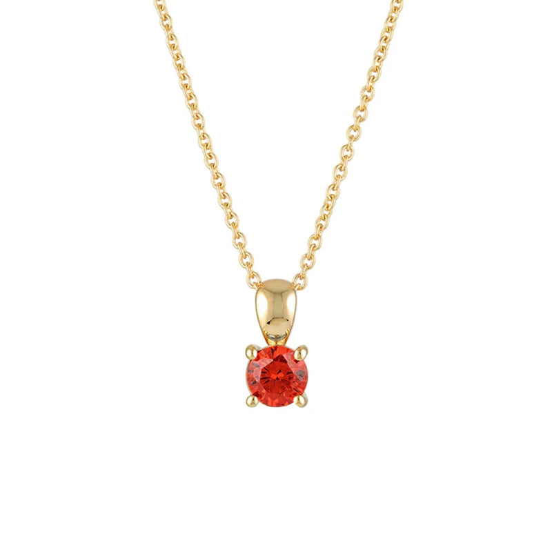925 Silver Round Birthstone Pendant Necklace For Women