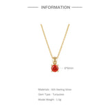 925 Silver Round Birthstone Pendant Necklace For Women
