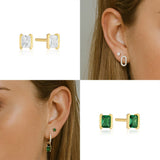 925 Silver Rectangular Stud Earrings Cartilage Earring for Women