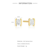 925 Silver Rectangular Stud Earrings Cartilage Earring for Women