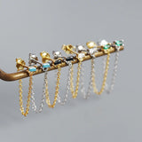 925 Silver Zircon Dangle Earring Chain Gothic Jewelry