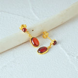 925 Silver Garnet French Light Drop Earrings 18K Fine Jewelry