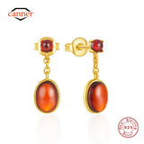 925 Silver Garnet French Light Drop Earrings 18K Fine Jewelry