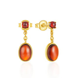 925 Silver Garnet French Light Drop Earrings 18K Fine Jewelry