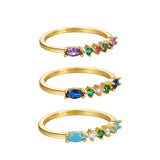 925 Silver Engagement Ring Colorful Crystal Women Wedding Jewelry Gift
