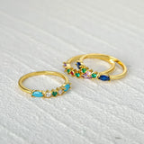 925 Silver Engagement Ring Colorful Crystal Women Wedding Jewelry Gift