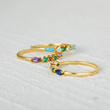 925 Silver Engagement Ring Colorful Crystal Women Wedding Jewelry Gift