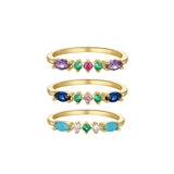 925 Silver Engagement Ring Colorful Crystal Women Wedding Jewelry Gift