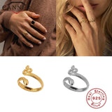 925 Silver Snake Round Opening Ring Wedding Fine Jewelry