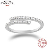 925 Silver Zircon Geometric Opening Ring Wedding Fine Jewelry