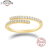 925 Silver Zircon Geometric Opening Ring Wedding Fine Jewelry