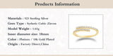925 Silver Zircon Geometric Opening Ring Wedding Fine Jewelry
