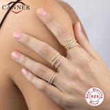 925 Silver Zircon Geometric Opening Ring Wedding Fine Jewelry