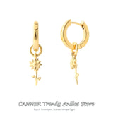 925 Silver Rose Flower Hoop Earrings for Women Teens
