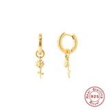 925 Silver Rose Flower Hoop Earrings for Women Teens