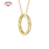 925 Silver Circle Pendant Zircon Choker Necklace for Women