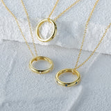 925 Silver Circle Pendant Zircon Choker Necklace for Women