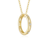 925 Silver Circle Pendant Zircon Choker Necklace for Women