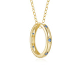 925 Silver Circle Pendant Zircon Choker Necklace for Women