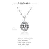 925 Silver Round Moissanite Necklace For Women D Pass Diamond Test