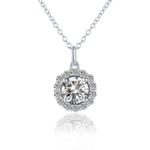 925 Silver Round Moissanite Necklace For Women D Pass Diamond Test