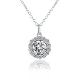 925 Silver Round Moissanite Necklace For Women D Pass Diamond Test