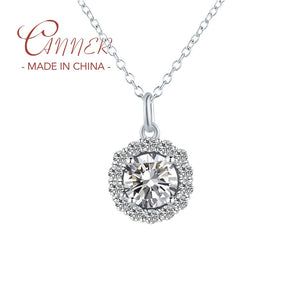 925 Silver Round Moissanite Necklace For Women D Pass Diamond Test