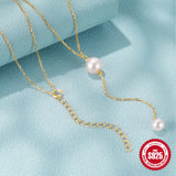 925 Silver Pearl Clavicle Necklace Charms Chokers Wedding Jewelry