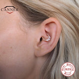 925 Silver Round Cartilage Earrings Zircon Nose Ring Huggie Hoop
