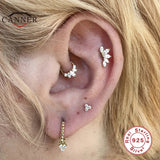 925 Silver Round Cartilage Earrings Zircon Nose Ring Huggie Hoop