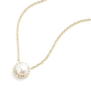 925 Sterling Silver Round Zircon Pearl Pendant Necklaces For Women