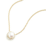 925 Sterling Silver Round Zircon Pearl Pendant Necklaces For Women