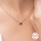 925 Silver Sapphire Diamond Necklace Choker Chain For Women Wedding