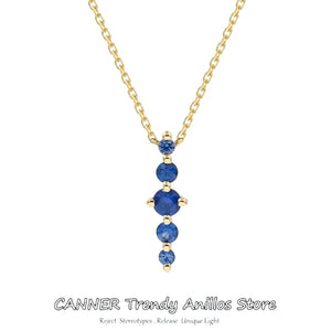 925 Silver Sapphire Diamond Necklace Choker Chain For Women Wedding