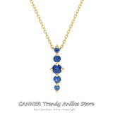 925 Silver Sapphire Diamond Necklace Choker Chain For Women Wedding