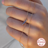 925 Silver Sapphire Diamond Necklace Choker Chain For Women Wedding