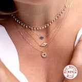 925 Silver Sapphire Diamond Necklace Choker Chain For Women Wedding