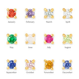 925 Silver Zircon Birthday Stone Stud Earrings
