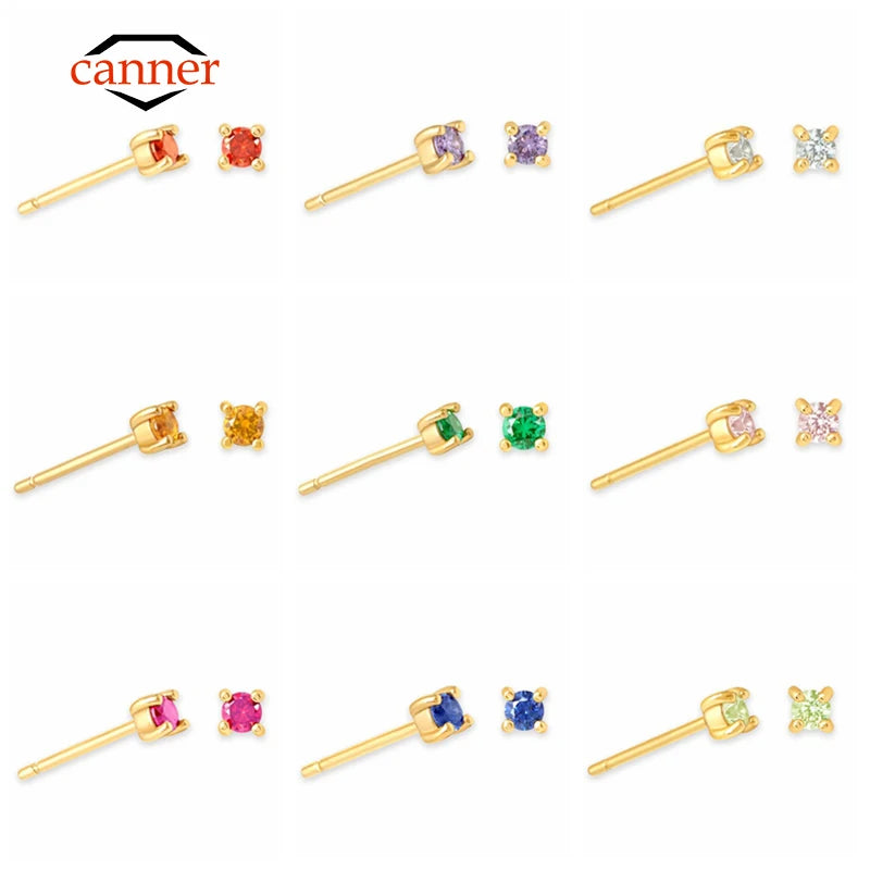 925 Silver Zircon Birthday Stone Stud Earrings