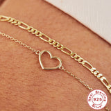 925 Silver Heart Bracelet Romantic Jewelry Adjustable