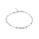 925 Silver Paper Clip Chain Bracelet Geometric Jewelry