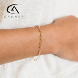 925 Silver Paperclip Bracelet for Women Plated Chain Ladies Jewelry