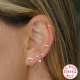 925 Sterling Silver Stud Earring with Cubic Zirconia Chain Pendant
