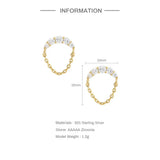 925 Sterling Silver Stud Earring with Cubic Zirconia Chain Pendant