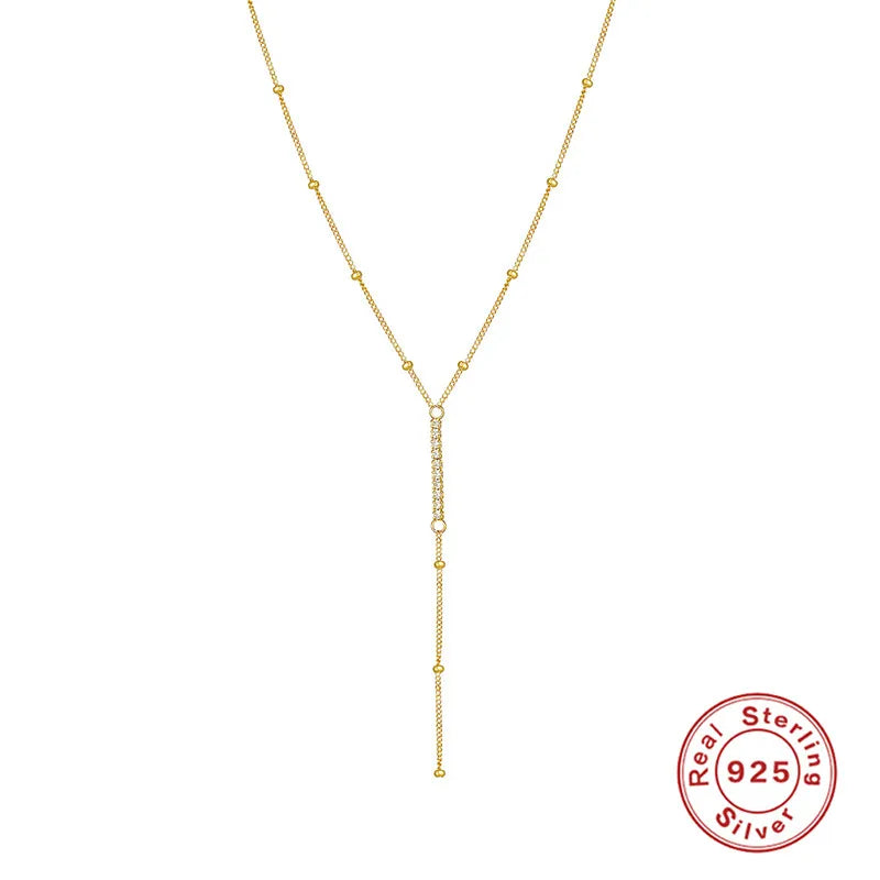 925 Silver Chain Crystal Pendant Necklace Women Rhinestone Choker Gift