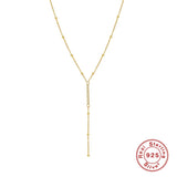 925 Silver Chain Crystal Pendant Necklace Women Rhinestone Choker Gift