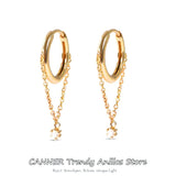 925 Silver Crystal Tassel Hoop Earrings for Women